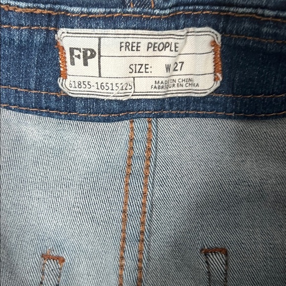 Free People Pull On Ultra High Waist Crop Bootcut Jeans Blue Size 27 - Picture 4 of 5